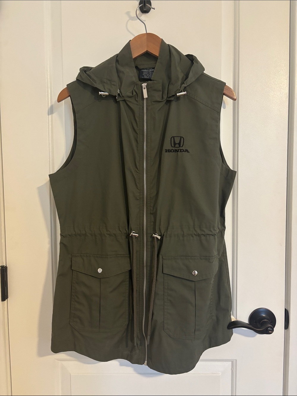 Honda Olive Green Hooded Sleeveless Utility Vest